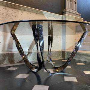 ROGER SPRUNGER for DUNBAR, Coffee / Lounge Table, Twisted Chromed Steel, 1970s