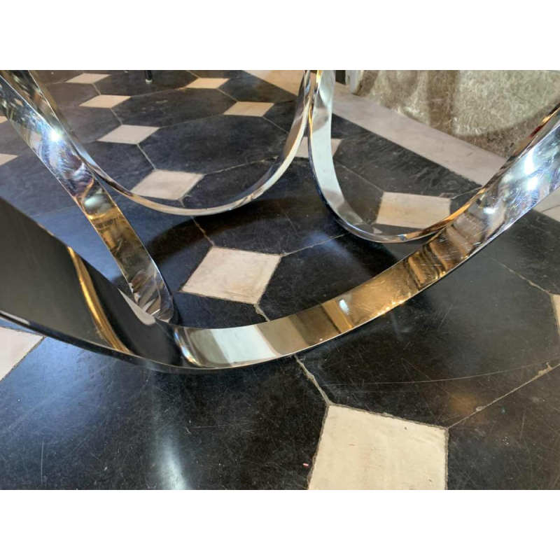 ROGER SPRUNGER for DUNBAR, Coffee / Lounge Table, Twisted Chromed Steel, 1970s