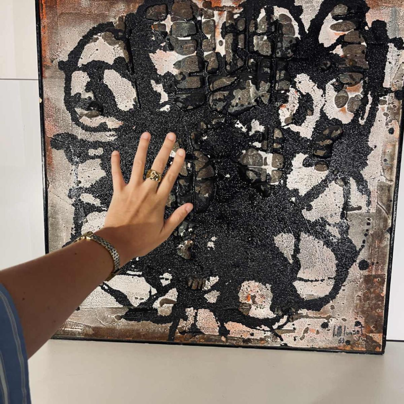 Louis-Marie Londot, tableau abstrait, huile et concrétions sur panneau N°16, 1963