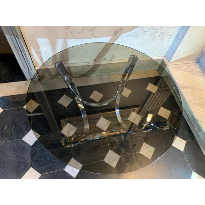 ROGER SPRUNGER for DUNBAR, Table Basse / Salon en Acier Chromé Torsadé, 1970s