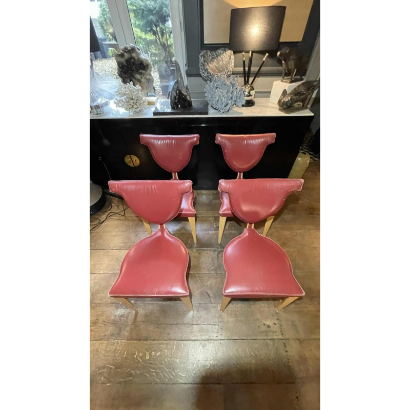 DICK EVERS pour LEOLUX, Ensemble Table ' Xingu ' & 4 Chaises ' Giselle ',1993