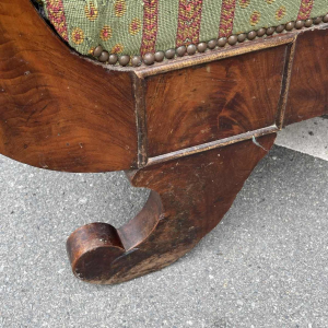 Antique Charles X style 'Gondole' sofa in need of restoration, 19th century