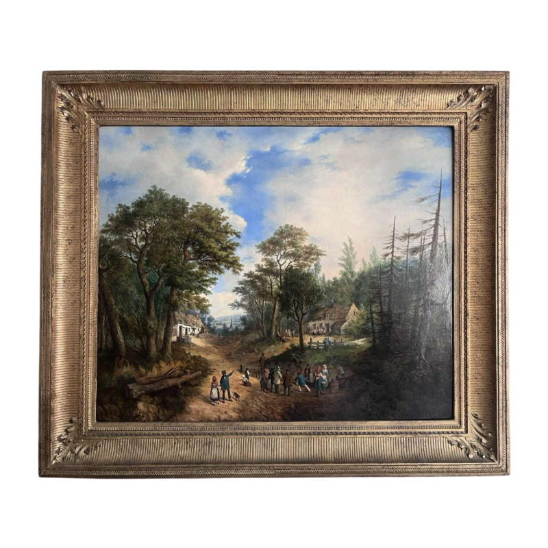 Michel T. A. Van Cuyck, "Panorama of the village" (Grez-Doiceau?), oil on canvas, 1859