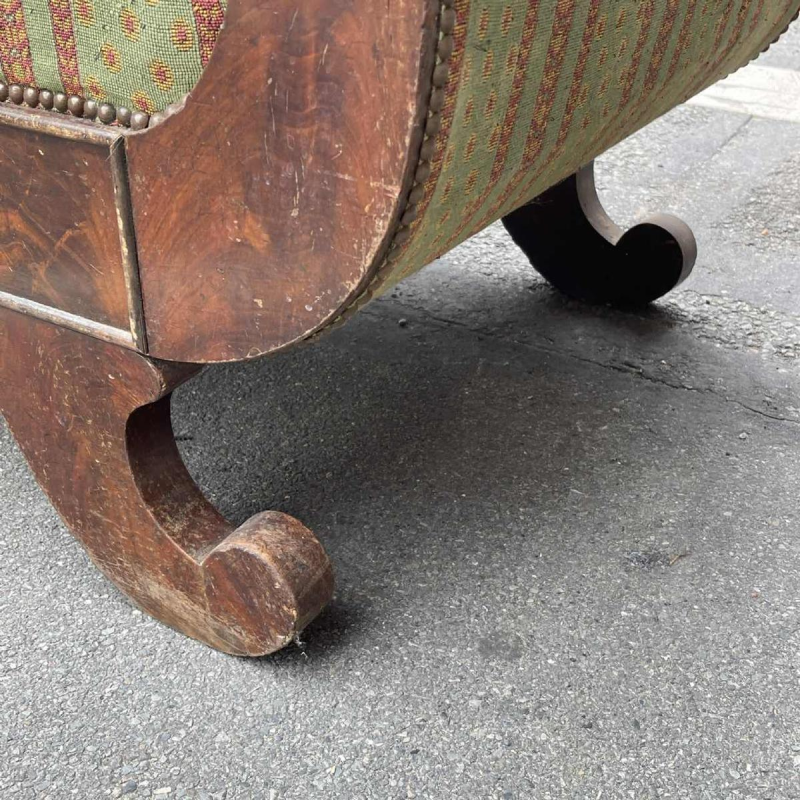 Antique Charles X style 'Gondole' sofa in need of restoration, 19th century
