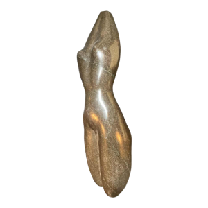 Sculpture abstraite "femme nue' en pierre (marbre noir), oeuvre signée, 20ème siècle