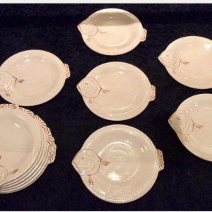 Art Deco Longwy earthenware fish service