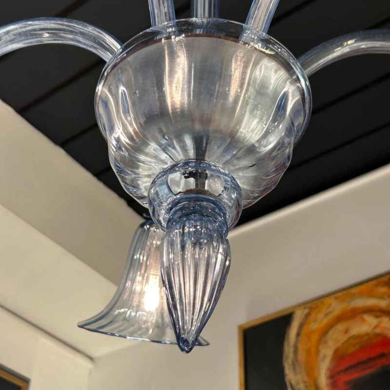 Venini , Lustre cinq branches en verre de Venise 1930/1940