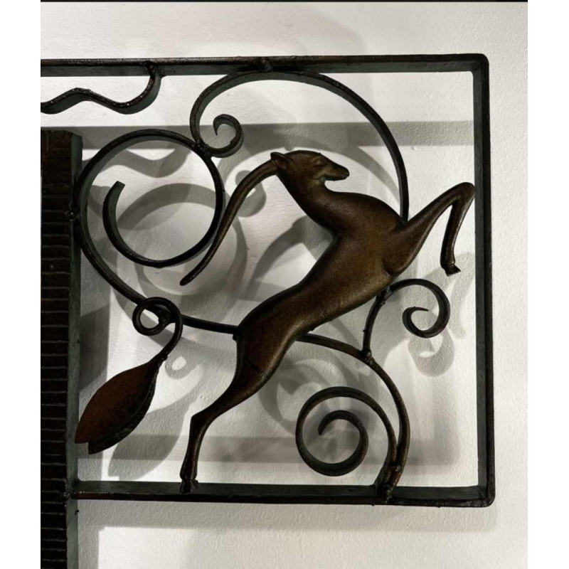Michel Zadounaïsky, miroir animalier Art Déco en fer forgé, France ca 1935