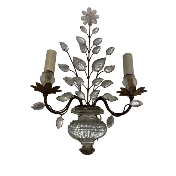 Maison Baguès (Paris), suite of 4 wall lights, glass and gilded metal, circa 1950