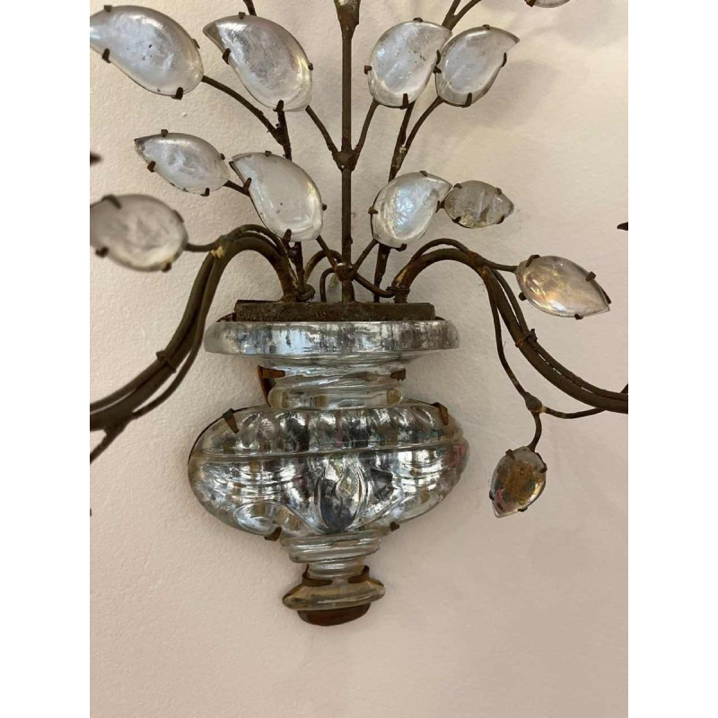 Maison Baguès (Paris), suite of 4 wall lights, glass and gilded metal, circa 1950