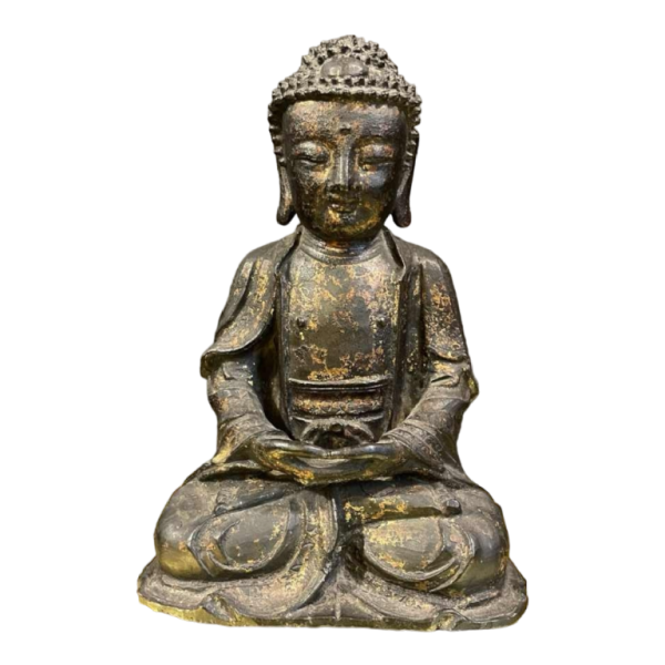 Lacquered and gilded bronze Buddha seated in dhyana mudra