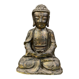 Lacquered and gilded bronze Buddha seated in dhyana mudra