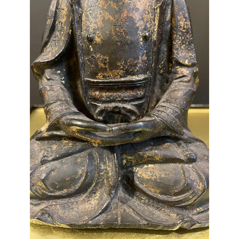 Lacquered and gilded bronze Buddha seated in dhyana mudra