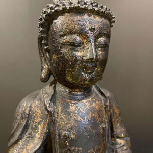 Lacquered and gilded bronze Buddha seated in dhyana mudra