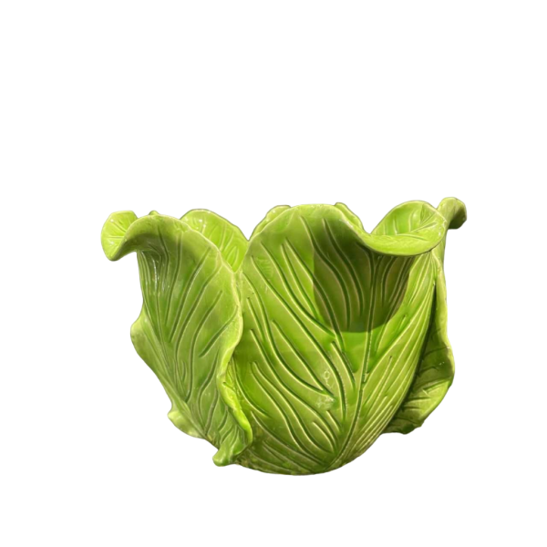 Jean ROGER, green ceramic planter 'cabbage leaves' circa 1950