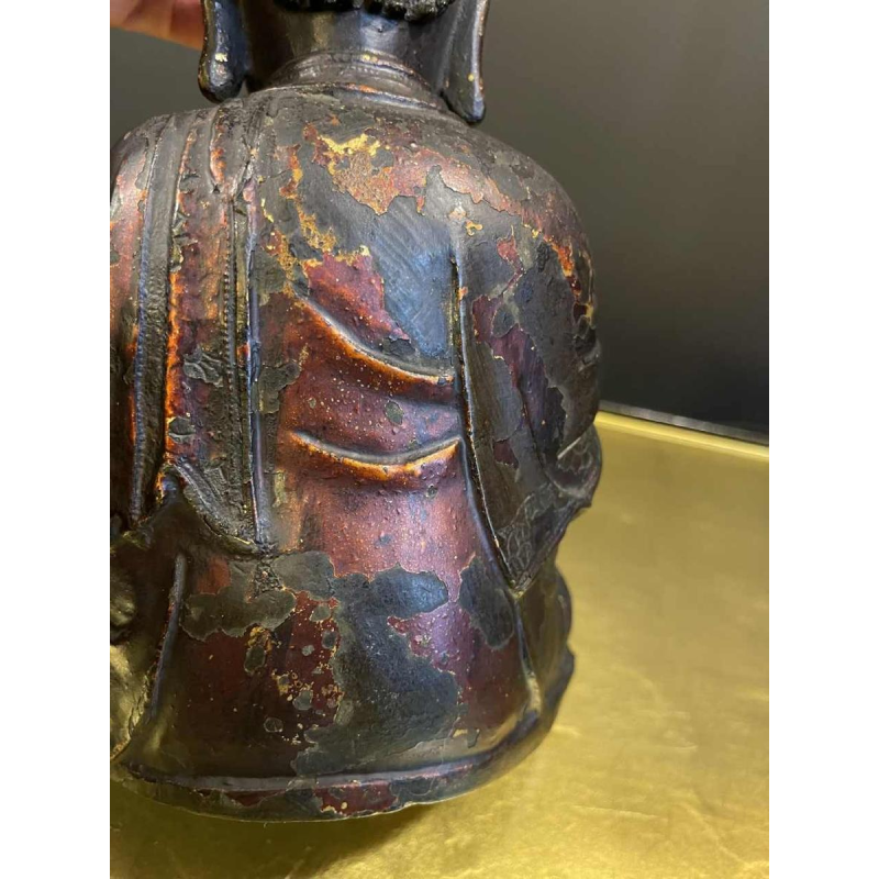 Bouddha en bronze laqué et doré, assis en dhyana mudra