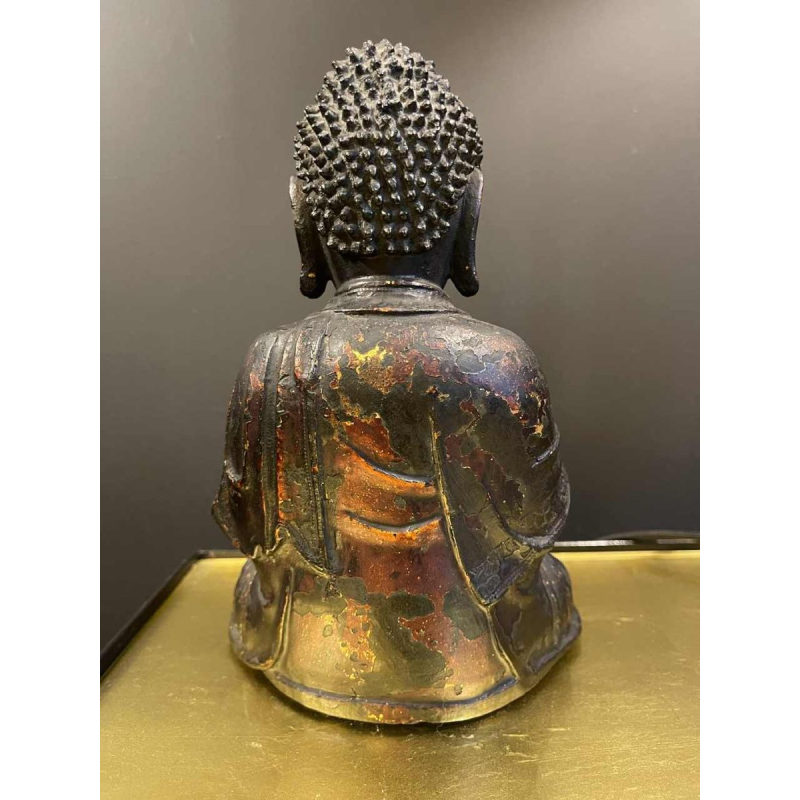 Lacquered and gilded bronze Buddha seated in dhyana mudra