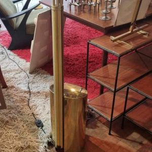 Goffredo Reggiani, boog vloerlamp met 7 gebogen vergulde messing armen, jaren 1960