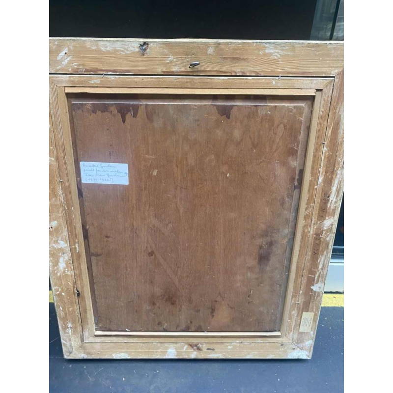 Guislain Jean Marie, schilderij Portret van een klein meisje en haar hond olieverf op paneel, ca 1930