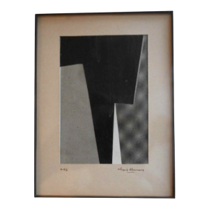 Alexis Keunen 'Abstraction géométrique" collage sur papier, 1963