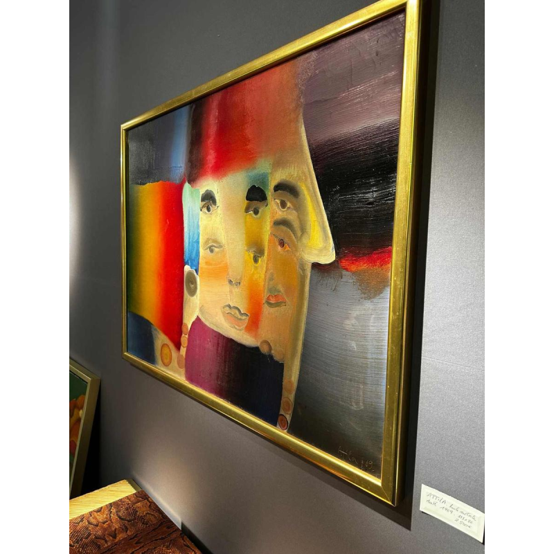 Atila Biro, abstract schilderij, olieverf op doek, 1969