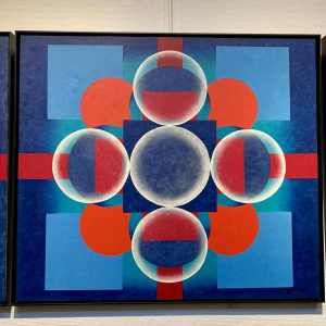 Dan Parmentier Birth - Life - Death triptych abstract painting oil on canvas, 1982