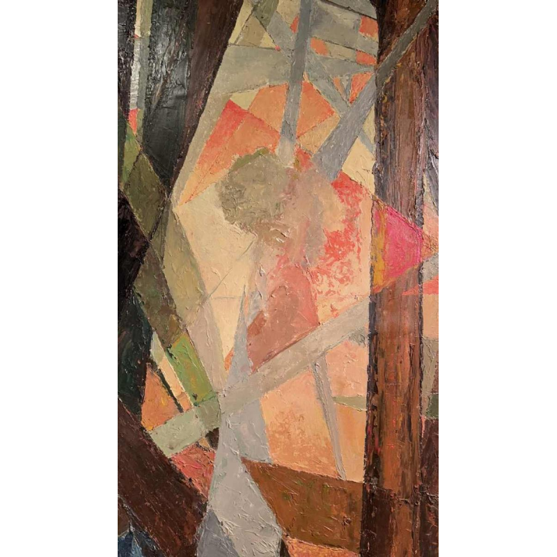 Paule Theunissen " Abstracte compositie " olieverf op paneel, 1962