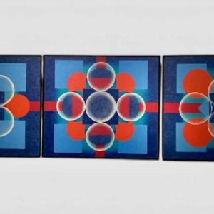 Dan Parmentier Birth - Life - Death triptych abstract painting oil on canvas, 1982