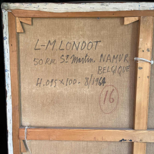 LOUIS-MARIE LONDOT 'GRIS 1964' abstract brutalist painting oil on canvas