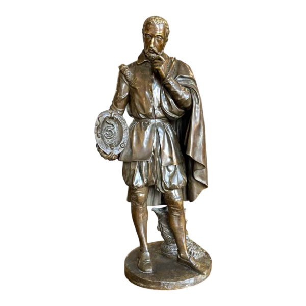 Jean-Jacques Feuchère 'Le céramiste Bernard Palissy' par Vittoz Bronzier en 1844, sculpture en bronze