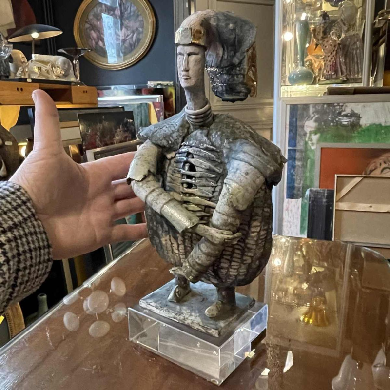 KLARA REYNDERS  The Warrior  ceramic sculpture, enamel and gilding, circa 1987