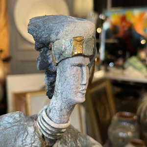 KLARA REYNDERS  The Warrior  ceramic sculpture, enamel and gilding, circa 1987