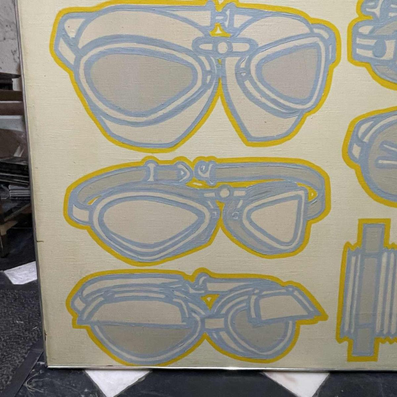 LOUIS-MARIE LONDOT "voir et revoir" Belgisch Pop'Art schilderij Olieverf op doek