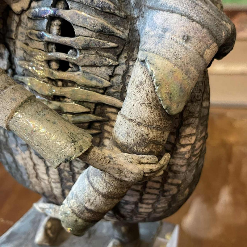 KLARA REYNDERS  The Warrior  ceramic sculpture, enamel and gilding, circa 1987