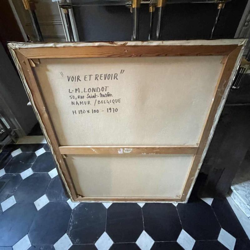 LOUIS-MARIE LONDOT "voir et revoir" Belgisch Pop'Art schilderij Olieverf op doek