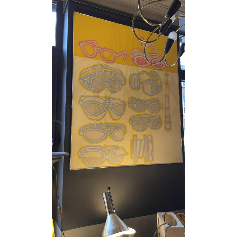 LOUIS-MARIE LONDOT "voir et revoir" Belgisch Pop'Art schilderij Olieverf op doek