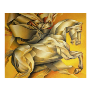 Charles-Louis Lasalle 'l'étalon à l'honneur' tableau huile sur toile, 1997