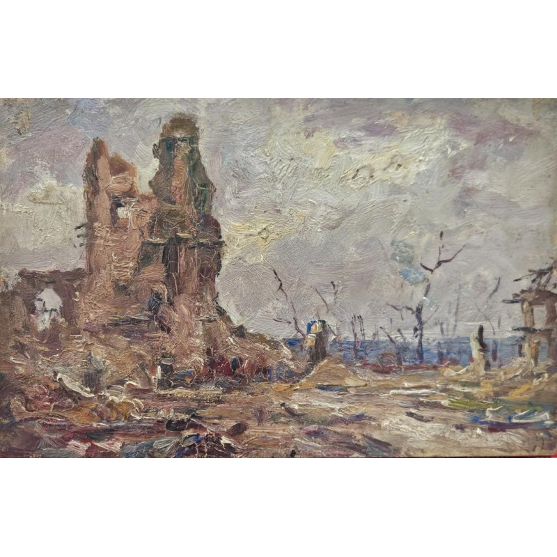 Armand Jamar [Eglise d'Essen] – naoorlogs landschap, 1919 (triptiek)