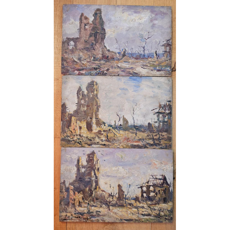 Armand Jamar [Eglise d'Essen] – post-war landscape, 1919 (triptych)