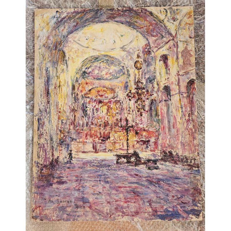 Armand Jamar, Kerkinterieur, olieverf op doek, 1922