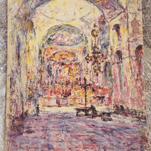 Armand Jamar, Kerkinterieur, olieverf op doek, 1922