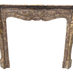 Louis XV style fireplace, Pompadour model, speckled breccia marble, 19th century