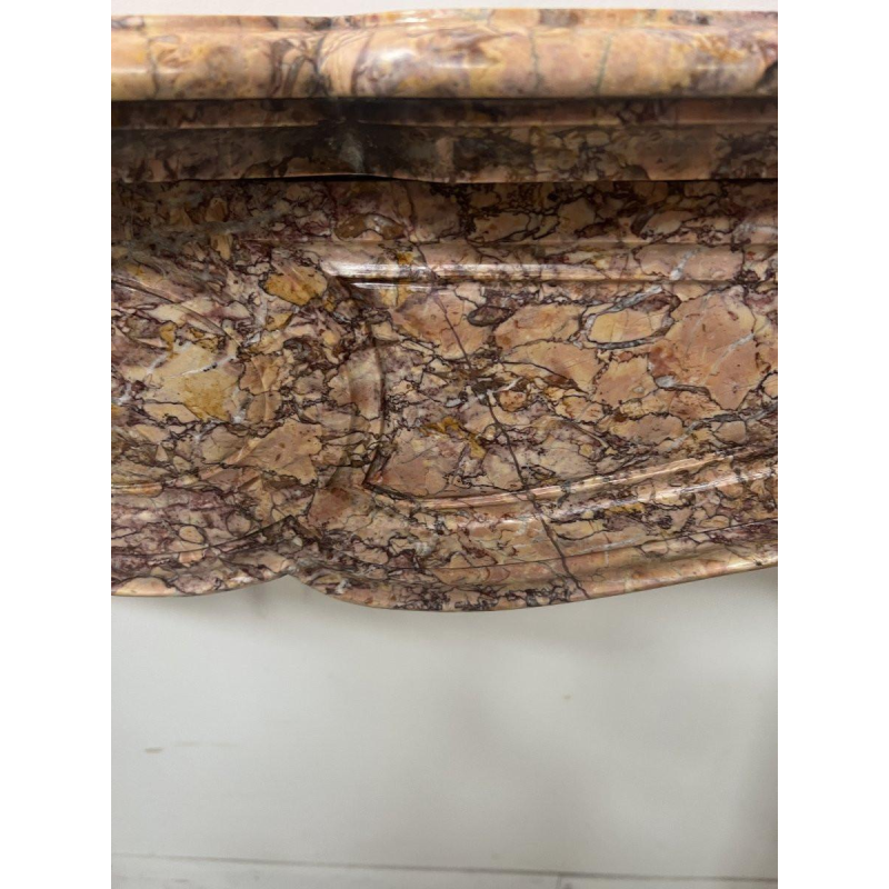 Louis XV style fireplace, Pompadour model, speckled breccia marble, 19th century