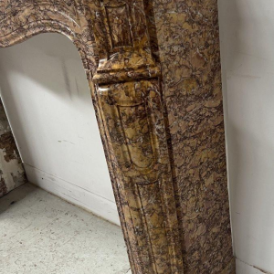 Louis XV style fireplace, Pompadour model, speckled breccia marble, 19th century