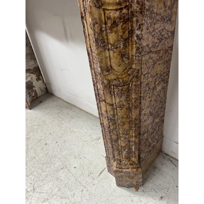 Louis XV style fireplace, Pompadour model, speckled breccia marble, 19th century
