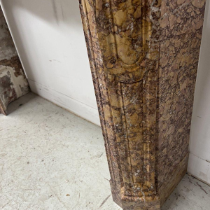 Louis XV style fireplace, Pompadour model, speckled breccia marble, 19th century