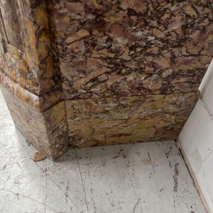 Louis XV style fireplace, Pompadour model, speckled breccia marble, 19th century