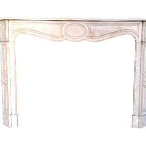 Cheminée de style Louis XV, modèle Pompadour, marbre blanc de Carrare, XX siècle