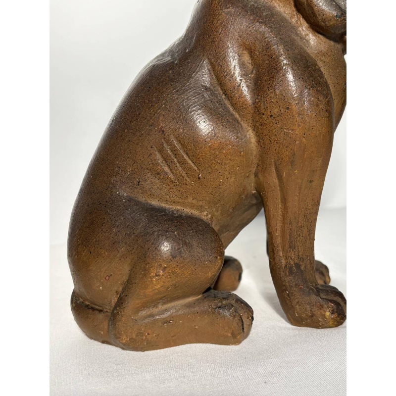 Een paar veelkleurige terracotta sculpturen van Engelse bulldogs, Engeland, 19e eeuw.