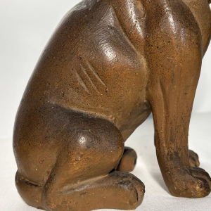 Paire de sculptures de bouledogues anglais, terre cuite polychrome, Angleterre XIXe siècle